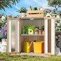 AECOJOY Outdoor Storage Cabinet Waterproof with Shelves, Small Vertical Garden Storage Sheds, Garden Sheds & Outdoor Storage Cabinet Weatherproof for Patio Wood Grain