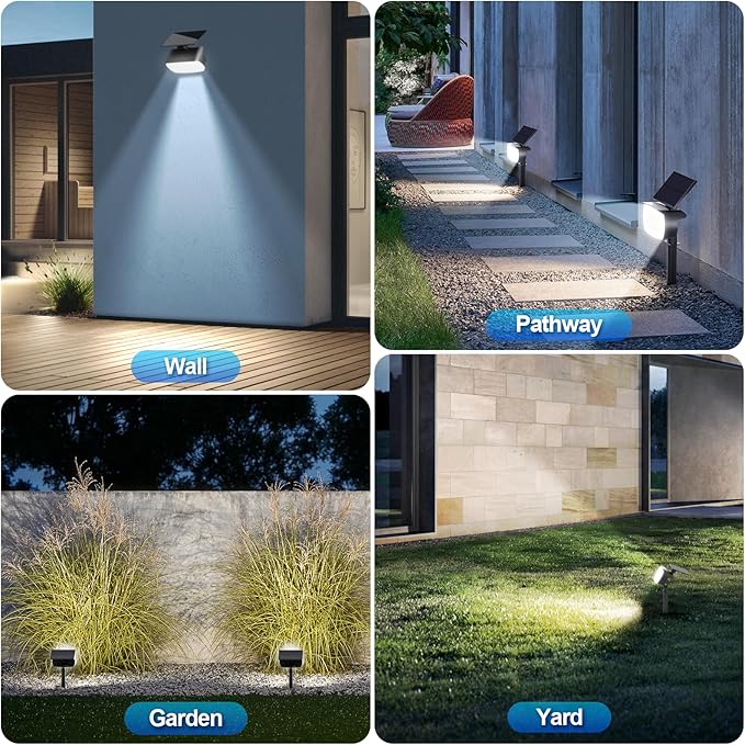 108 LED Solar Spot Lights Outdoor, Solar Lights Outdoor IP65 Waterproof, 3 Modes Solar Landscape Spotlights, Large Solar Powered Panel Lights for Garden Yard Pathway(Cool White/4 Pack)