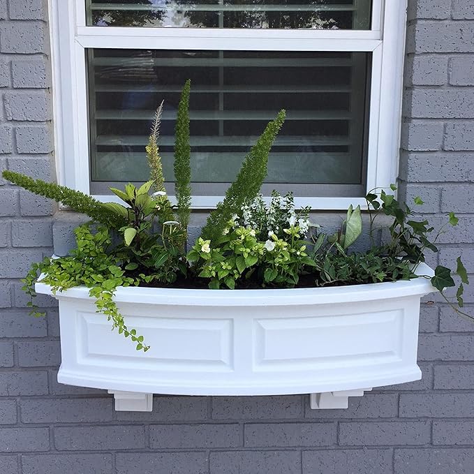 Mayne Nantucket 3-Foot Window Box – Self-Watering, Weather-Resistant Planter for Flowers – Durable Design for Outdoor Use, Perfect for Windows
