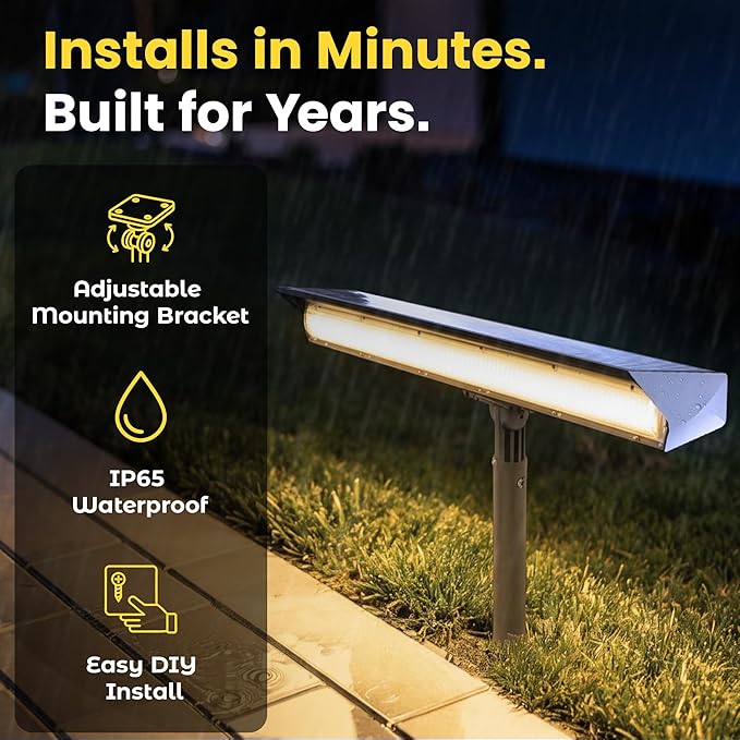 Brighticonic Solar Sign Lights Outdoor – LED Solar Sign Light for House Numbers & Real Estate Signs – 13" Warm White Floodlight, IP65 Waterproof, Dusk to Dawn Solar Mailbox Light