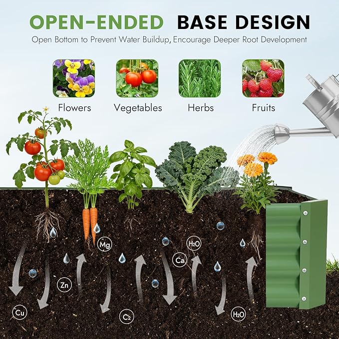 INNO STAGE Galvanized Raised Garden Bed Kit, 4x2x1FT Metal Raised Garden Beds for Vegetables, Rust-Resistant & Easy Assembly, Outdoor Raised Beds for Gardening, Flowers, Herbs (Green)