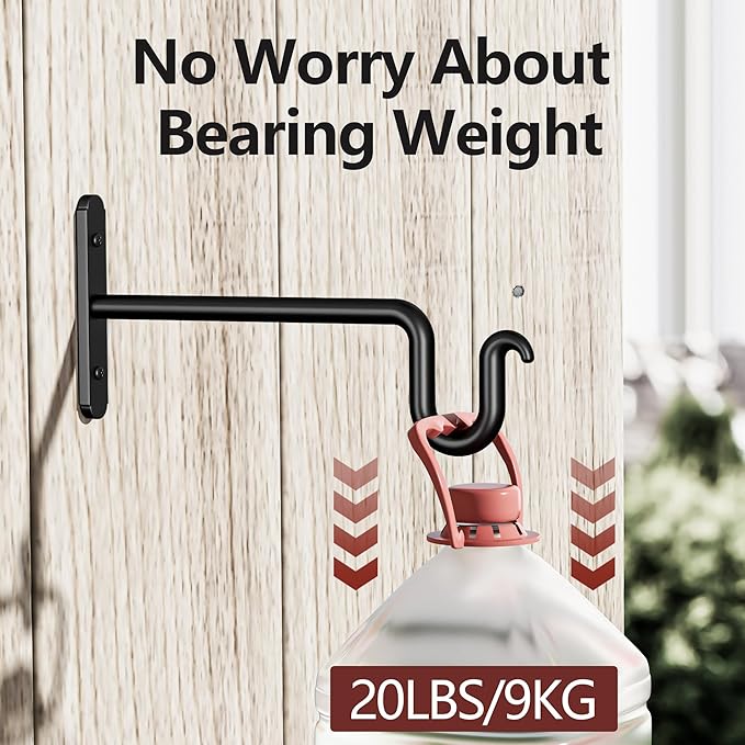 Hanging Plant Brackets 8 Inch - 2 Pack Plant Hanger for Hanging Plants, Heavy Duty Plant Hook for Hanging Bird Feeders, Flower Baskets, Wind Chimes, Lanterns, Indoor or Outdoor.