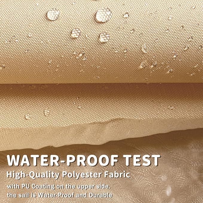 LOVE STORY Rectangle 9'x10' Waterproof Sun Shade Sail Canopy UV Block for Outdoor Patio Backyard Carport,Sand(We Make Custom Size)