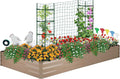 ONCEMORE Galvanized Raised Garden Bed for Vegetables Flowers Herbs, Metal Raised Garden Bed Kit with 2 PCS Tomato Cage, Gloves, Trellis Netting, Plant Labels, Plant Ties, Brown 6×3×1FT