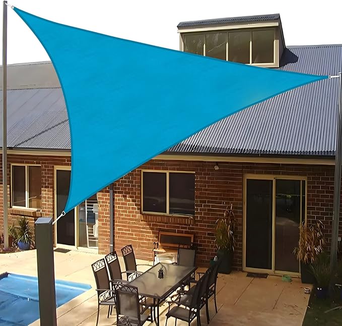 SUNLAX Sun Shade Sail 13' x 13' x 13' Turquoise Blue Triangle Canopy Sail Shade Cover UV Block Permeable Sunshade Outdoor for Patio Backyard (We Make Custom Size)
