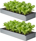 12x4x1 ft(2 Pack) Galvanized Raised Garden Bed,Outdoor Planter Box Metal Patio Kit Planting Bed for Vegetables Flowers and Succulents,Silver