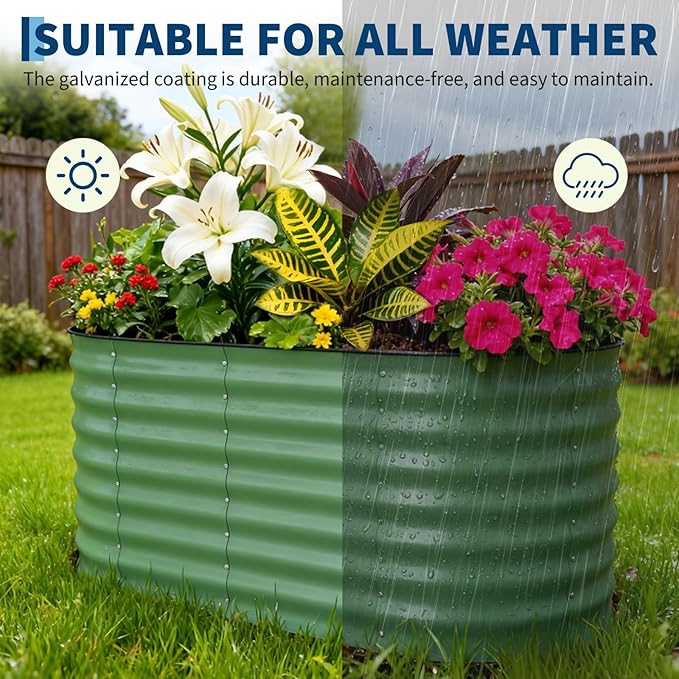 Garvee 2 Pack Galvanized Raised Garden Beds - 4x2x2ft Planter Box for Vegetables, Flowers, Rust-Resistant Garden Box, Easy Assembly Raised Beds, Durable Planters for Outdoor Plants, Green