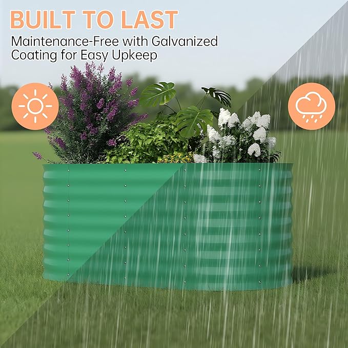 Garvee 4x2x2 ft Galvanized Raised Garden Bed Outdoor, 24 in Tall Metal Planter Box for Flowers Vegetables, Rust-Resistant Raised Garden Beds for Gardening, Easy Assembly Outdoor Garden Box & Planters