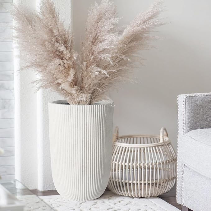 Oakrain 18" H Tall Planter, Large Indoor Outdoor Decorative Pot with Drainage Hole, Modern Minimalist Vase for Home Garden, Living Room, Kitchen