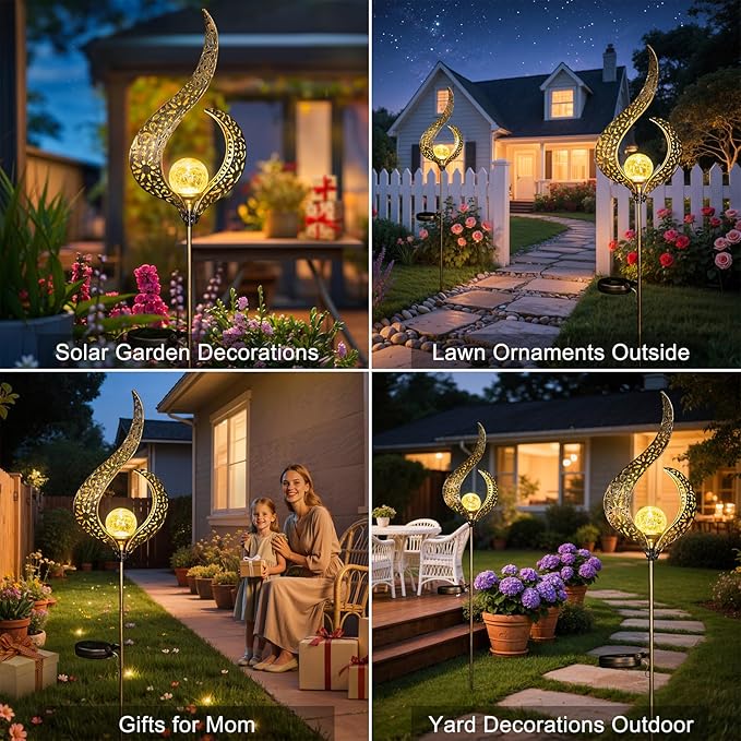 HOMEIMPRO Outdoor Solar Garden Lights Waterproof, Gifts for Mom Dad, Yard Art, Pathway, Lawn Ornaments, Outdoor Decor,Birthday Gifts for Wife Women (Bronze,2Pack)