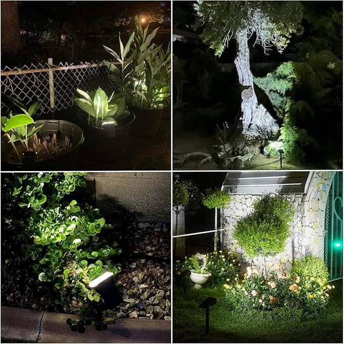 WdtPro Upgraded Bright Solar Lights Outdoor Waterproof, Auto ON/Off Solar Spot Lights Outdoor, Dusk to Dawn Spotlights, Adjustable Landscape Lighting for Yard Tree Path Garden, Cool White, 6 Pack