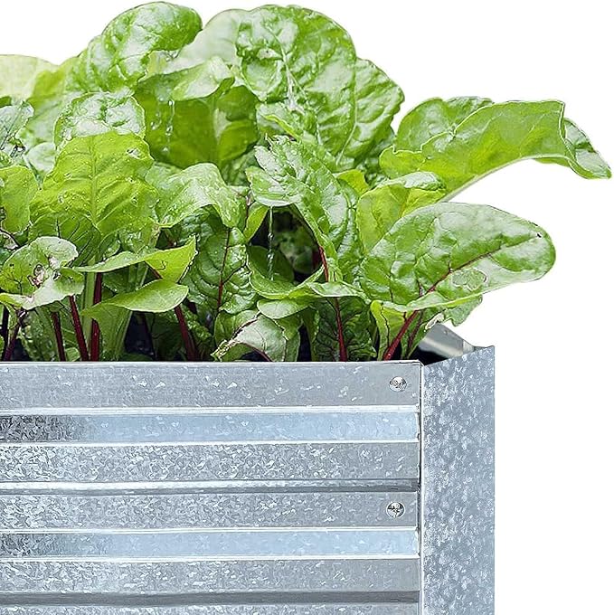 Galvanized Steel Garden Bed 3-Pack, 8x4x1ft Large Raised Planter Box for Vegetables, Outdoor Metal Garden Kit with Overlapping Side Panels, Strong & Stable