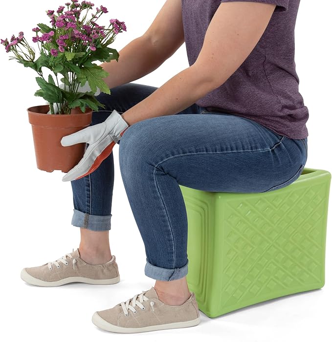 Simplay3 Handy Home 3-Level Heavy Duty Work/Garden Seat - 12" x 15" x 9" - Green, Made in USA