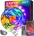 KSIPZE 96ft Led Strip Lights RGB Music Sync Color Changing Bluetooth Led Lights with Smart App Control Remote Led Lights for Bedroom Room Lighting Flexible Home Décor