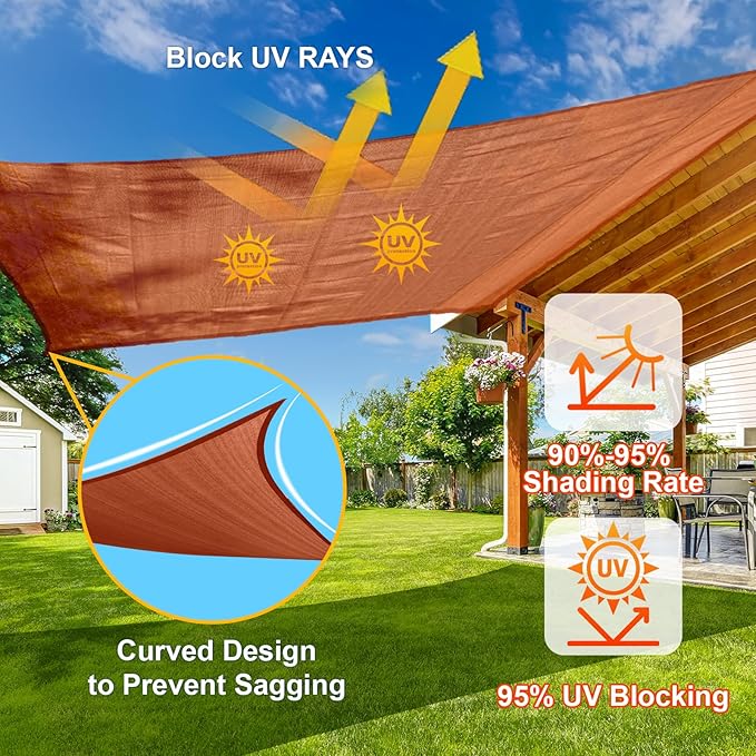 SUNLAX Sun Shade Sail 10' x 23' Terra Red Rectangle Canopy Sail Shade Cover UV Block Permeable Sunshade Outdoor for Patio Backyard Deck Pergola (We Make Custom Size)