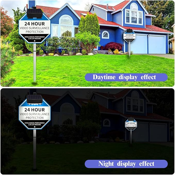 (Set of 2) Solar Power Deck LED Light Clip-On Yard Security Sign Spotlight (Large Capacity Battery, Max14 Hours Working)