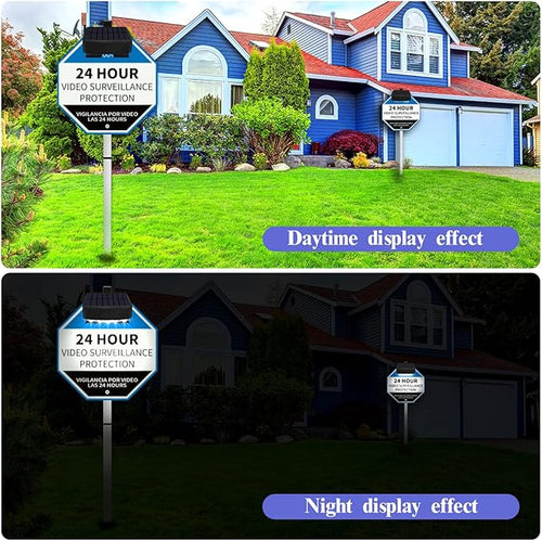 (Set of 2) Solar Power Deck LED Light Clip-On Yard Security Sign Spotlight (Large Capacity Battery, Max14 Hours Working)