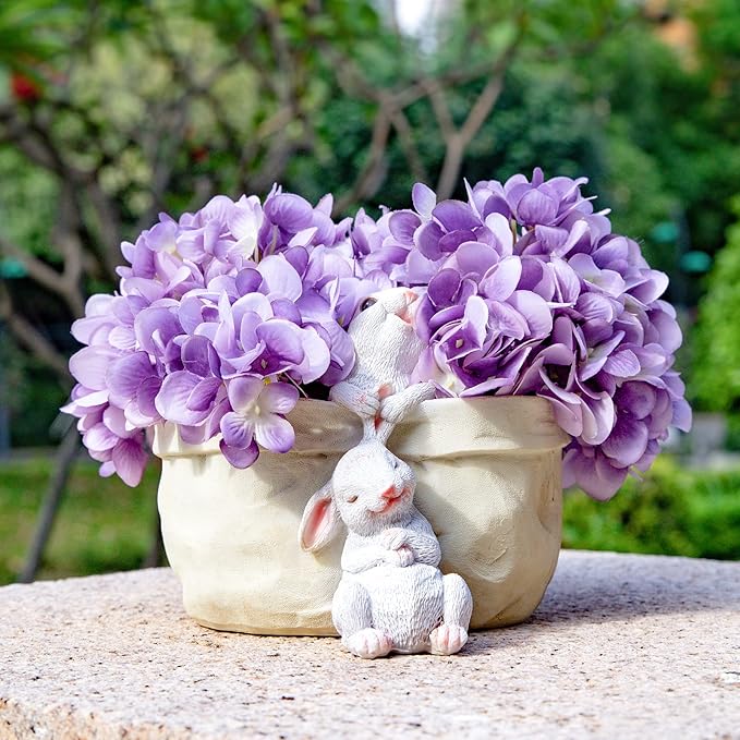 Rabbit Flower Pot Succulent Planter Garden Pots, Easter Decorative Flower Pot,Animal Shaped Cartoon Planter Pots,Art Decorations（with Drainage Hole）