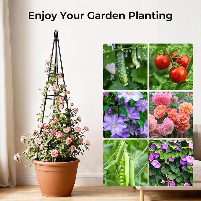 2 Pack Garden Trellis for Climbing Plants Outdoor,68" Tall Cucumber Trellis Garden Obelisk Trellis Rustproof Plants Support with Adjustable Heights for Indoor Potted Plants, Vines, Vegetables