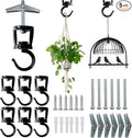 ONIKK Ceiling Hooks for Hanging Plants (6 PCS Black), Heavy Duty Metal Plant Hooks, Screw in Hooks for Hanging Birdfeeders, Lamps, Planters, Indoor Outdoor Wall Baskets Hooks up to 33 lbs