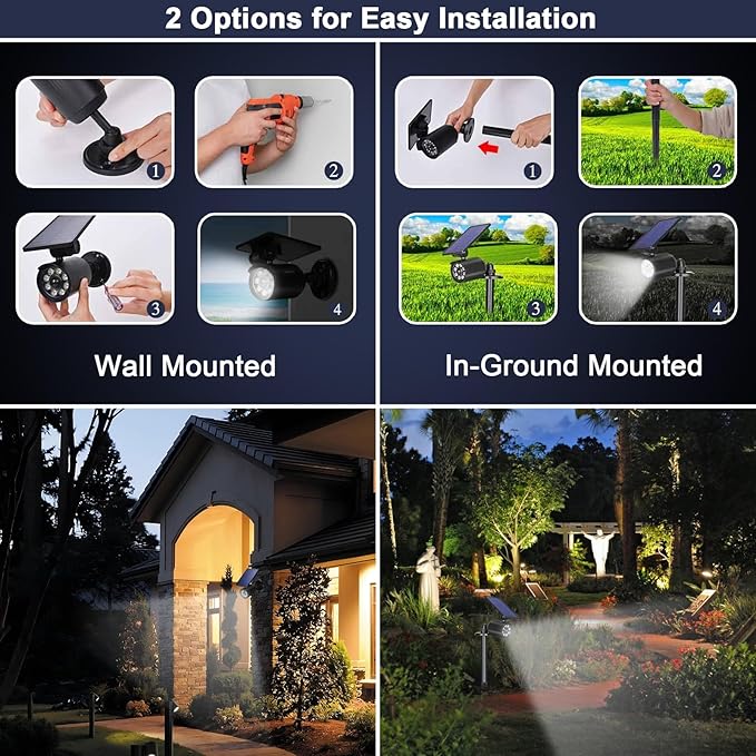 Solar Motion Lights Outdoor 2000LM Security Flood Lights IP67 Waterproof Spot Lights for Yard Porch Garage 3 Pack