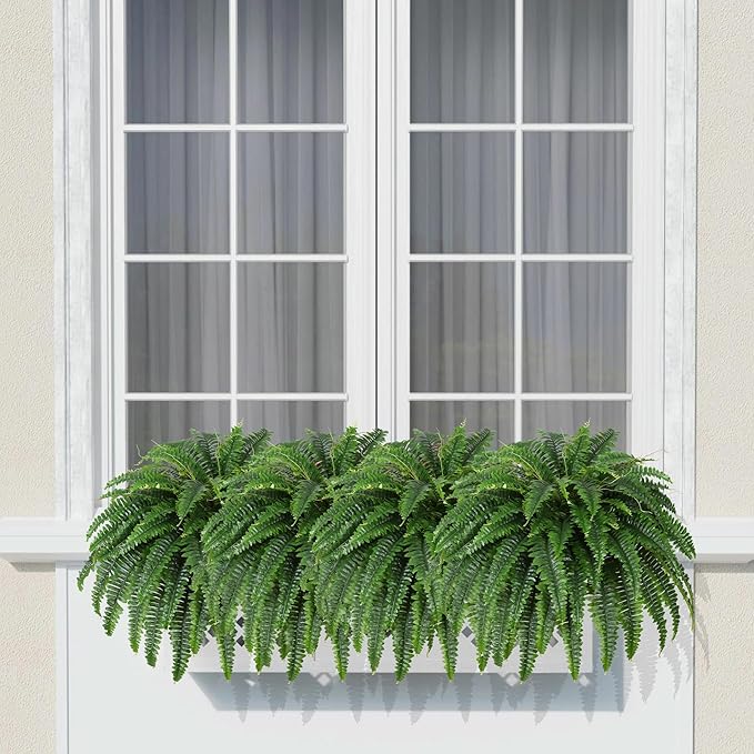Single Silky Artificial Boston Fern Bush, 43Inch Large Artificial Ferns for Outdoors, Large Faux Ferns Artificial Plants,Suitable for Decorating Office, Living Room Faux Greenery,69Branches