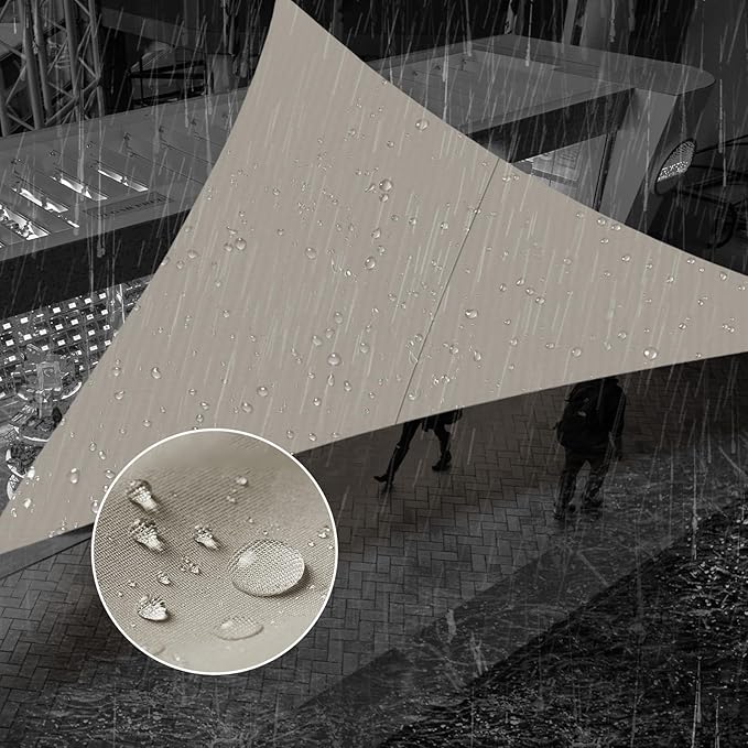 SUNNY GUARD Waterproof Sun Shade Sail 12' x 12' x 12' Taupe Triangle UV Block Sunshade for Backyard Yard Deck Patio Garden Outdoor Activities and Facility(We Make Custom Size)