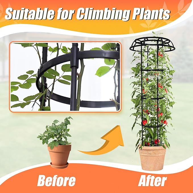 65 Inch Garden Trellis for Climbing Plants Outdoor, Mushroom Top Trellis for Potted Plants, Vines, Roses, Clematis, and Vegetables, Plant Trellis Support 2 Pack
