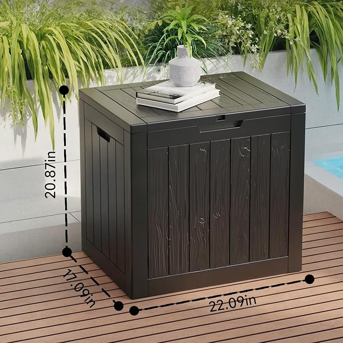 ROJIK 31 Gallon Outdoor Storage Box,Deck Box - Waterproof Patio Furniture, Garden Tools, Cushions, Pool Accessories Storage Bench with Lockable Lid and Side Handles (Black)