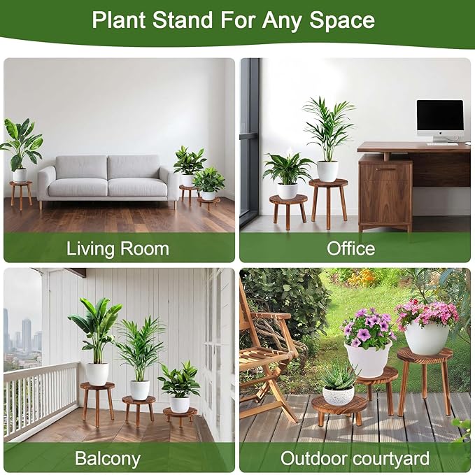 Plant Stand Indoor,3 Pcs Corner Plant Stand,Plant Shelf,Potting Bench,Suitable for Indoor and Outdoor Scenarios Such as Balcony,Living Room,Office,Small Corner Space and Courtyard.