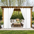 Water Proof Outside Curtains with Grommet Top for Porch, W84 x L95 Thermal Insulated Washable Light Block Outdoor Divider Drapes for Patio Gazebo Deck Pool Area Pergola Cabana (2 Panels)