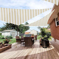 Patio Paradise 4' x 4' x 4' Sun Shade Sail Triangle Canopy Shade Cloth Fabric Sunlight Block Patio Pergola Cover HDPE Deck Awning for Outdoor Backyard Roof Shading, Beige White Strip