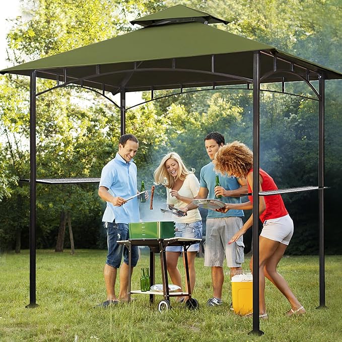 Eurmax USA High Performance Grill Gazebo Canopy Replacement Cover 5x8 BBQ Shelter Top(Lemon Green)