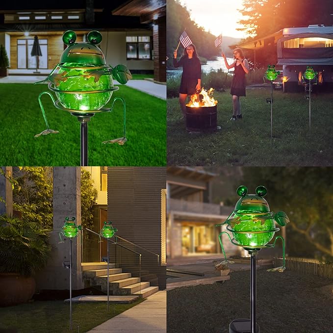 Bshine Solar Frog Garden Lights Outdoor - Solar Powered Stake Waterproof Pathway Lights for Yard, Garden Path, Landscape Decor - Cute Lawn Ornaments & Unique Gardening Frog Gifts for Mom, Frog Lovers