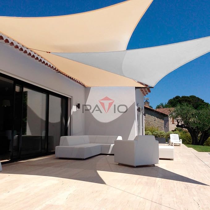 Patio Paradise 28' x 28' x 28' Sun Shade Sail Triangle Canopy Shade Cloth Fabric Sunlight Block Patio Pergola Cover HDPE Deck Awning for Outdoor Backyard Roof Shading, Gray