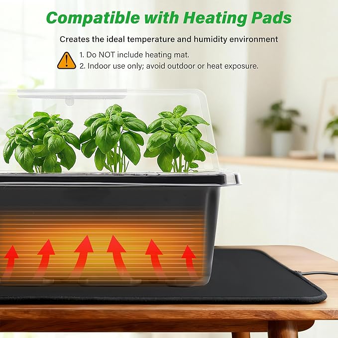 Bonviee 5-Pack Seed Starter Tray Seedling Kits,Plant Starter Kit with Adjustable Humidity Dome and Base Indoor Greenhouse Mini Propagator for Seeds Growing Starting (12 Cells per Tray,Black)