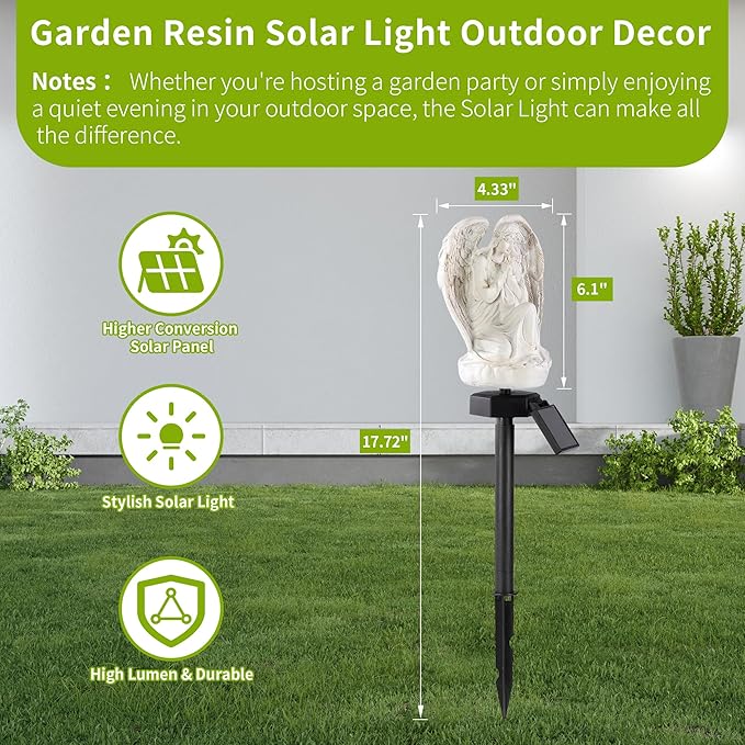 Garden Solar LED Light with Stake, Waterproof Outdoor Decor for Walkway Courtyard Party Decor, White Angel