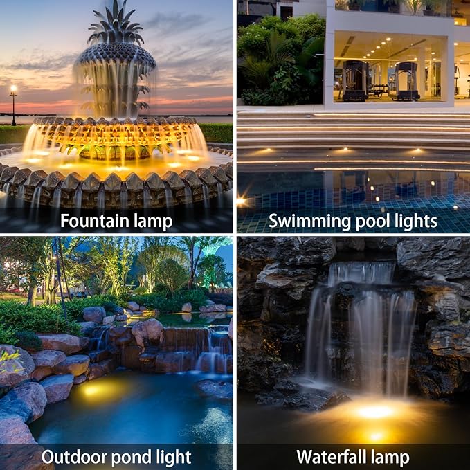 AVEKI Solar Pond Spotlights, 2 in 1 12 LED Solar Underwater Lights with Dual Head Waterproof Submarine Landscape Spotlight Security Lighting for Outdoor Patio Garden Fountain Pond