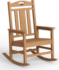 Ciokea Oversized Outdoor Rocking Chair, 380lbs Heavy-Duty Large Patio Rocker, Weather Resistant & Anti-Fade Porch Chair, High Back Cozy Rocking Chair for Outside, Fire Pit, Deck, Garden, Teak