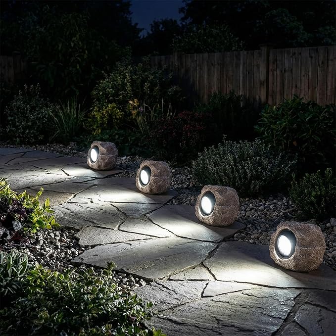 2 Pack Solar Rock Lights, Outdoor Decorative Garden Spotlights for Pathway, Walkway, Yard, Landscape, Patio