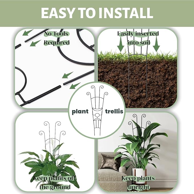 32.6'' Plant Trellis for Potted Climbing Plants Indoor, Rustproof Metal Expandable Plant Supports for Ivy Hoya Monstera Potted Plants,Garden Trellis 2P