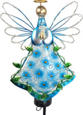 38Inch Angel Solar Lights Outdoor Decorative-Metal&Glass Angel Blue Hydrangea Flower Garden Stake- Waterproof 30 Warm White LED for Remembrance & Sympathy Gifts（Blue）