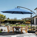 OLILAWN 10ft Patio Umbrella with Base Included, Outdoor Offset Cantilever Umbrella Upgraded Yarn-dyed Fabric Shade, Sturdy 8 Rids,360 Degree Rotation & Easy Tilt Adjustment, for Pool Deck Porch Backyard Garden,Sapphire
