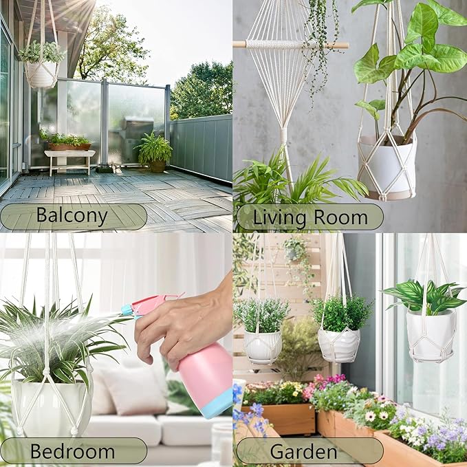 Macrame Plant Hanger 5 Pack Hanging Planters for Indoor Plants for Window,Ceiling Crochet Handmade Hanging Plant Holder Planter Hanging Baskets for Boho Home Decor Set