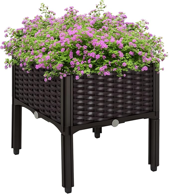 Outsunny 1 Piece Raised Garden Bed with Legs, Planter Box Raised Bed to Grow Flowers, Herbs & Vegetables, Brown