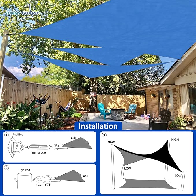 SUNNY GUARD Sun Shade Sail 12'x12'x12' Triangle Silver Grey UV Block Sunshade for Backyard Yard Deck Patio Garden Outdoor Activities and Facility(We Make Custom Size)