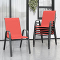 Patio Chairs Set of 6, Stackable Outdoor Dining Chairs for All Weather Textilene Fabric & Metal Frame, Outdoor Chairs Set for Backyard Deck Garden
