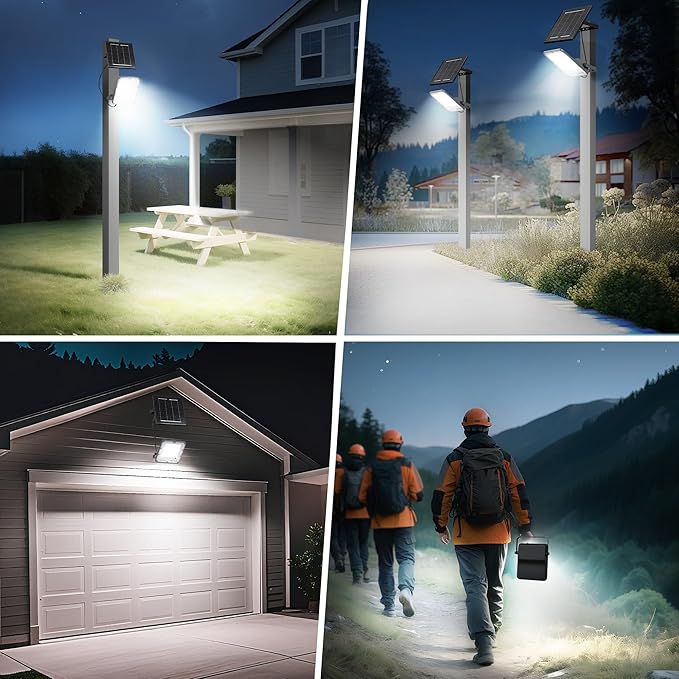 100W Solar Flood Light Outdoor Waterproof, 24000LM 6500K LED Solar Street Light with Remote, Dusk to Dawn Solar-Powered Lamp, Split Type Security Lighting with 13FT Cable for Parking Lot Yard Garage
