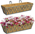 2 Pack 24 Inch Window Boxes Planters Railing Planter Box with Adjustable Brackets for Porch Fence Patio Balcony Hanging Flower Baskets with Coco Liners for Outdoor Garden Decor - Dark Grey