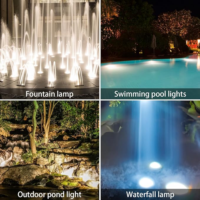 AVEKI Solar Pond Spotlights, 12 LED Solar Underwater Lights with Dual Head Waterproof Submarine Landscape Spotlight Security Lighting for Outdoor Patio Ganden Fountain Pond… (White, Single Head)